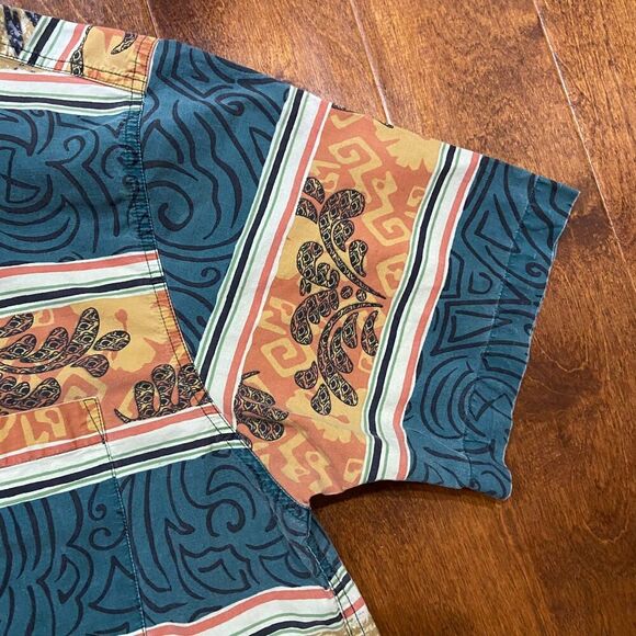 The Territory Ahead Vintage 90s Abstract Button Down Orange Green Shirt Men's XL - Picture 4 of 9